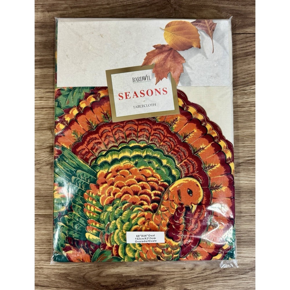 Bardwil Seasons Autumn Hill Tablecloth 60x84 Thanksgiving Turkey Harvest Fall